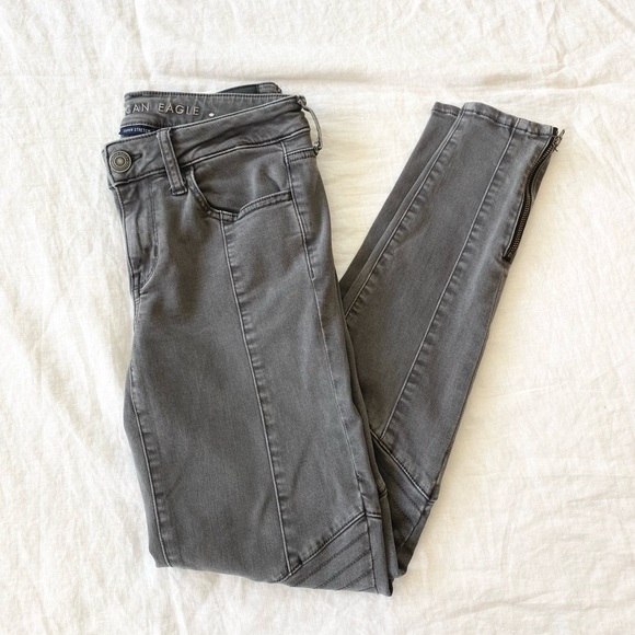 American Eagle Grey Moto Jegging - Picture 2 of 10